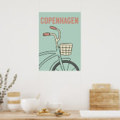Retro Copenhagen Bicycle Art – Minimal Preppy Styl ポスター (キッチン)