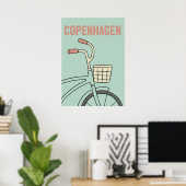 Retro Copenhagen Bicycle Art – Minimal Preppy Styl ポスター (ホームオフィス)