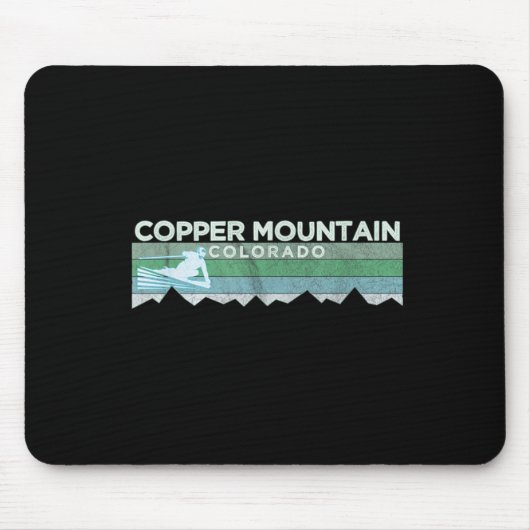 Retro Copper Mountain, Colorado Distressed Skiing  マウスパッド (正面)