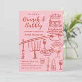 Retro coquete pink brunch and bubbly invitation 招待状 (スタンド正面)
