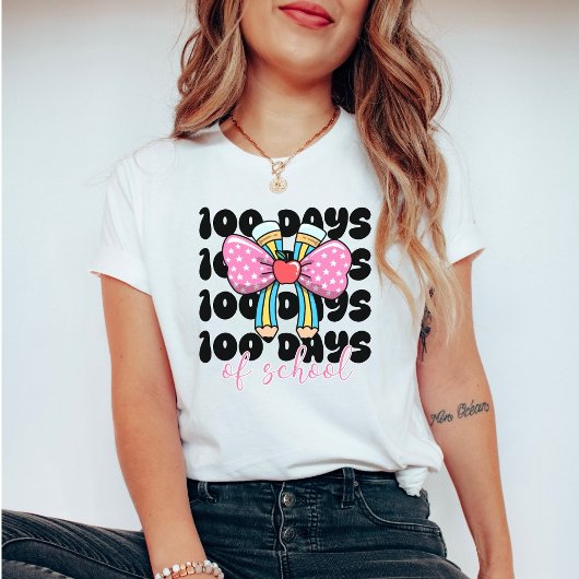 Retro Coquette 100 Days of School  Tシャツ