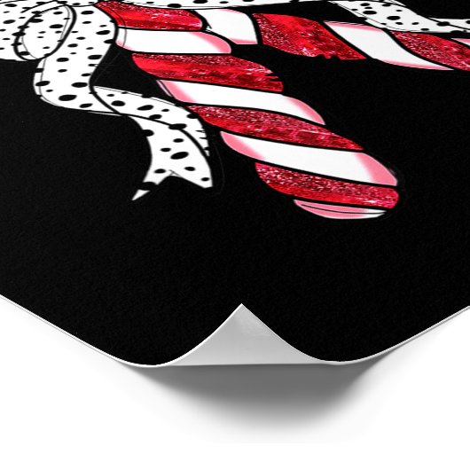 Retro Coquette Bow Candy Cane Christmas Season Wom ポスター (角)