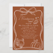 Retro Coquette Friendsgiving dinner 招待状 (正面)