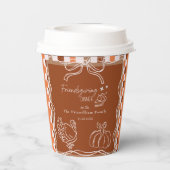 Retro Coquette Friendsgiving dinner Thanksgiving 紙コップ (裏面)