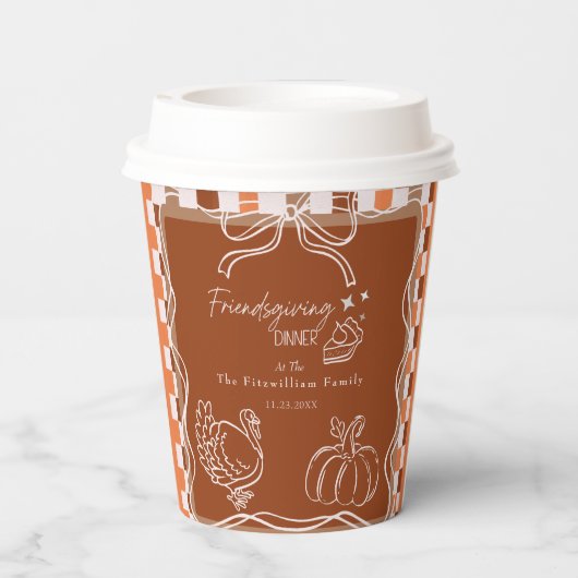 Retro Coquette Friendsgiving dinner Thanksgiving 紙コップ (裏面)