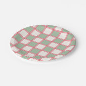 Retro Coral and Green Checkers ペーパープレート (アングル)