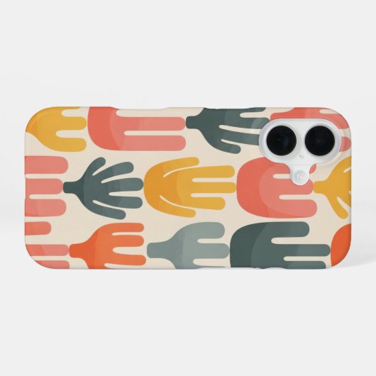 Retro Coral Pattern iPhone 16ケース (裏面横)