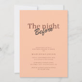 Retro Coral Peach Minimalist Rehearsal Dinner 招待状 (正面)