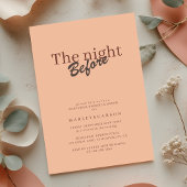 Retro Coral Peach Minimalist Rehearsal Dinner 招待状