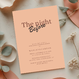 Retro Coral Peach Minimalist Rehearsal Dinner 招待状