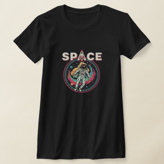 Retro Cosmic Astronaut Space Art Tシャツ (レイダウン)