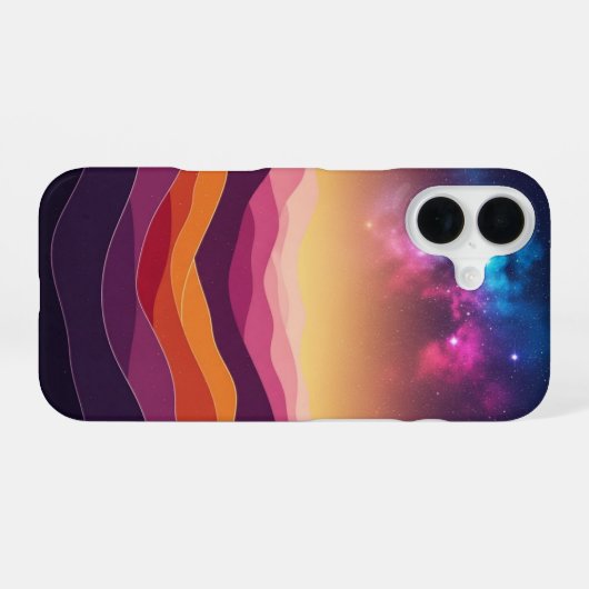 Retro Cosmic Hills iPhone 16ケース (裏面横)