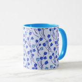 Retro Cottage Sketchy Tulips | Blue Delft マグカップ (正面右)
