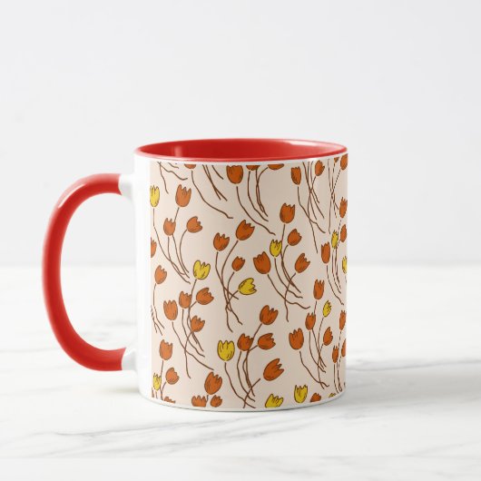 Retro Cottage Sketchy Tulips | Retro Kitchen マグカップ (左)