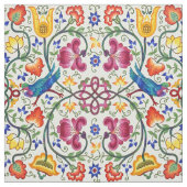 Retro Country Chickens In Flower Garden Pattern ファブリック (見本)
