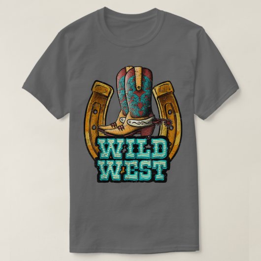 Retro Cowboy Boots Horseshoe Wild West Western Cou Tシャツ (デザイン正面)