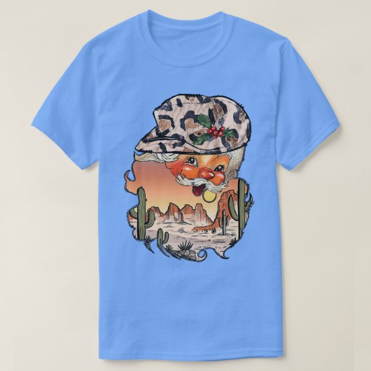 Retro Cowboy Hat Santa Claus Desert Western Merry  Tシャツ (デザイン正面)