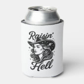 Retro Cowgirl Customizable Bachelorette Can Cooler 缶クーラー (缶正面)