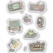Retro Cozy Gamer Desk Sticker Sheet シール (正面)