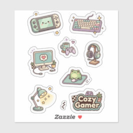 Retro Cozy Gamer Desk Sticker Sheet シール