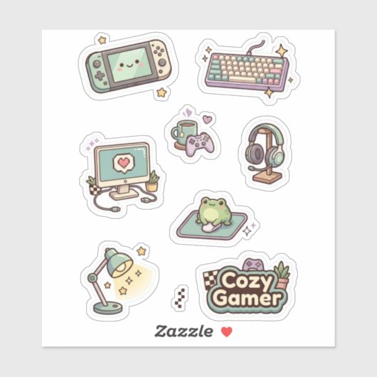 Retro Cozy Gamer Desk Sticker Sheet シール (シート)