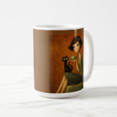 Retro Cozy Morning Black Cat Aesthetic コーヒーマグカップ (正面右)