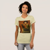 Retro Cozy Morning Black Cat Aesthetic Tee Tシャツ (正面フル)