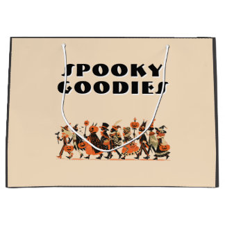 Retro Cream＆Orange Spooky Goodies Halloween ラージペーパーバッグ