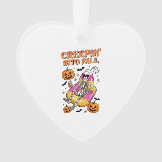 Retro Creepin into Fall Halloween オーナメント (正面)