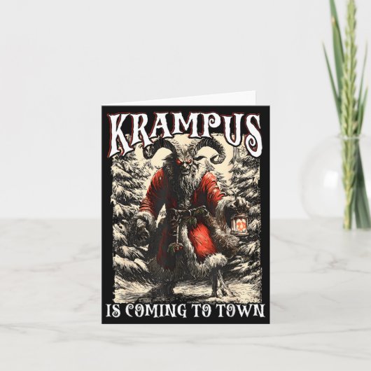 Retro Creepmas Krampus Is Coming To Town Dark Humo カード (正面)