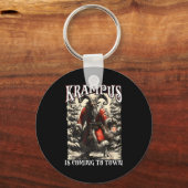 Retro Creepmas Krampus Is Coming To Town Dark Humo キーホルダー (正面)