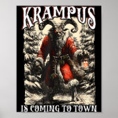 Retro Creepmas Krampus Is Coming To Town Dark Humo ポスター (正面)