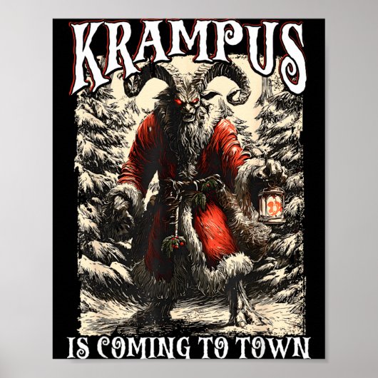 Retro Creepmas Krampus Is Coming To Town Dark Humo ポスター (正面)