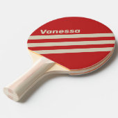 Retro Crimson Three Angled Striping with Name 卓球ラケット (正面アングル)