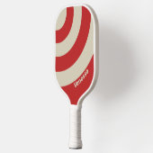 Retro Crimson Three Circle Stripe with Name ピックルボールラケット (左)