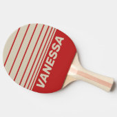 Retro Crimson Three Horizon Striping with Name 卓球ラケット (横)