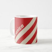 Retro Crimson Three Stripes with Name コーヒーマグカップ (正面左)