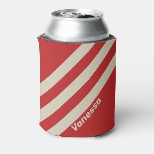 Retro Crimson Three Stripes with Name 缶クーラー (缶裏面)