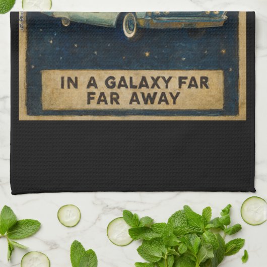 Retro Cruiser in Deep Space  キッチンタオル (折り畳み)