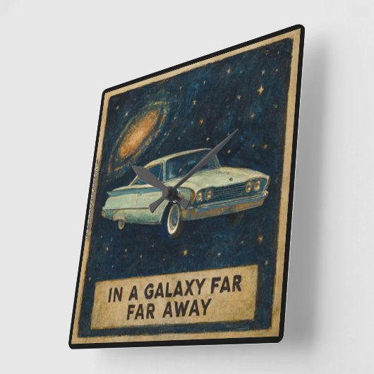 Retro Cruiser in Deep Space スクエア壁時計 (傾斜)