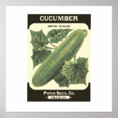 Retro Cucumber Seed Packet Poster Print ポスター (正面)