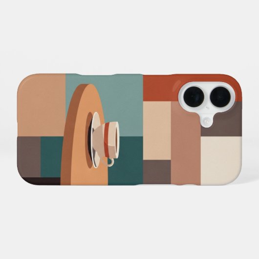 Retro Cup on Rounded Table iPhone 16ケース (裏面横)