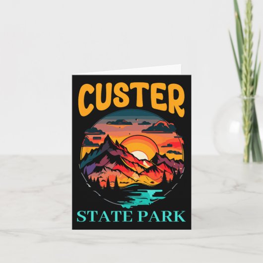 Retro Custer State Park Outdoor Camping Hiking Tri カード (正面)