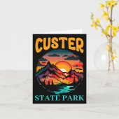Retro Custer State Park Outdoor Camping Hiking Tri カード (黄色い花)