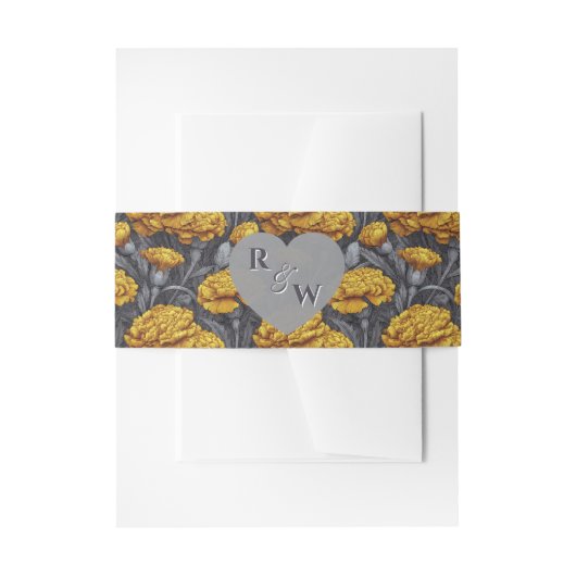 Retro Custom Carnation Floral Destination Wedding 招待状ベリーバンド (正面例)