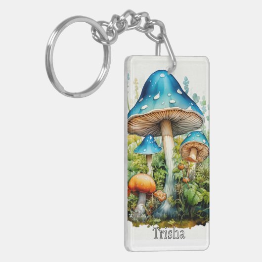 Retro Custom Monogram Psychedelic Mushroom キーホルダー (正面左)