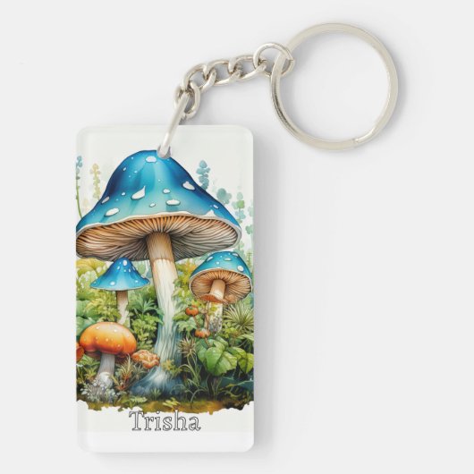 Retro Custom Monogram Psychedelic Mushroom キーホルダー (裏面)