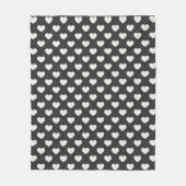 Retro Cute Black and White Hearts Pattern フリースブランケット (正面)