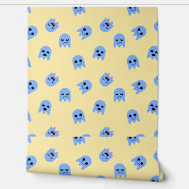 Retro Cute Blue Ghost Seamless Arcade-Inspired 壁紙