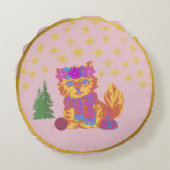 Retro Cute Cat Christmas  ラウンドクッション (裏面)